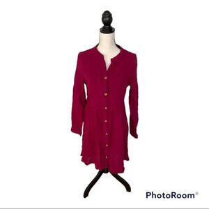 Heyson Button Front Boho Cotton Dress Long Sleeve or Roll Half Sleeve Large